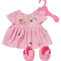 Baby Born Bjørn Plysjbamse Klær 36cm - Rosa Kjole m/ sko