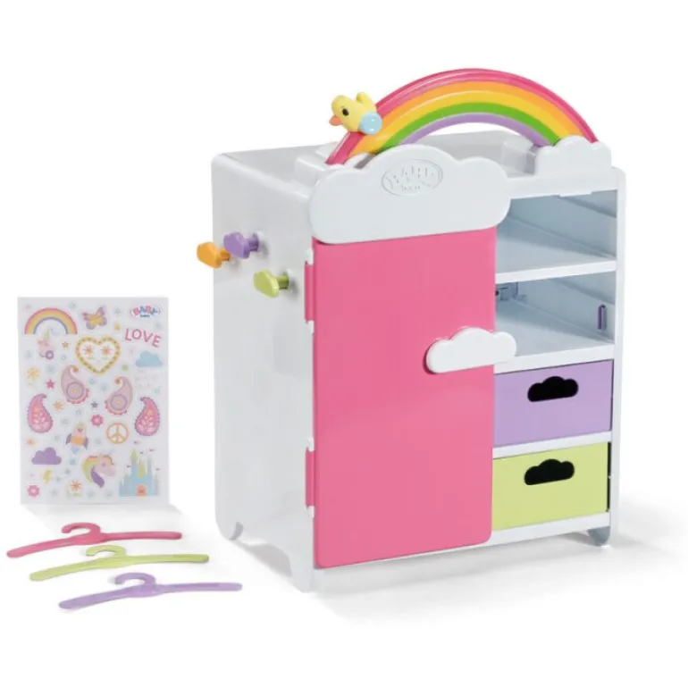 Baby Born Dukkeutstyr 33x22x39cm - Regnbue Klesskap