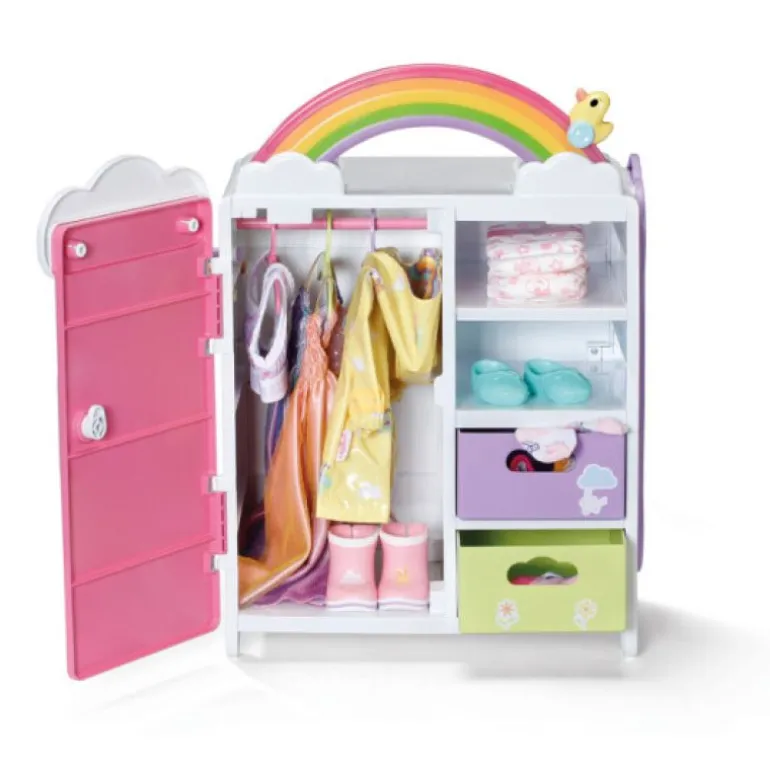 Baby Born Dukkeutstyr 33x22x39cm - Regnbue Klesskap