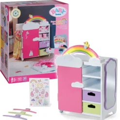 Baby Born Dukkeutstyr 33x22x39cm - Regnbue Klesskap