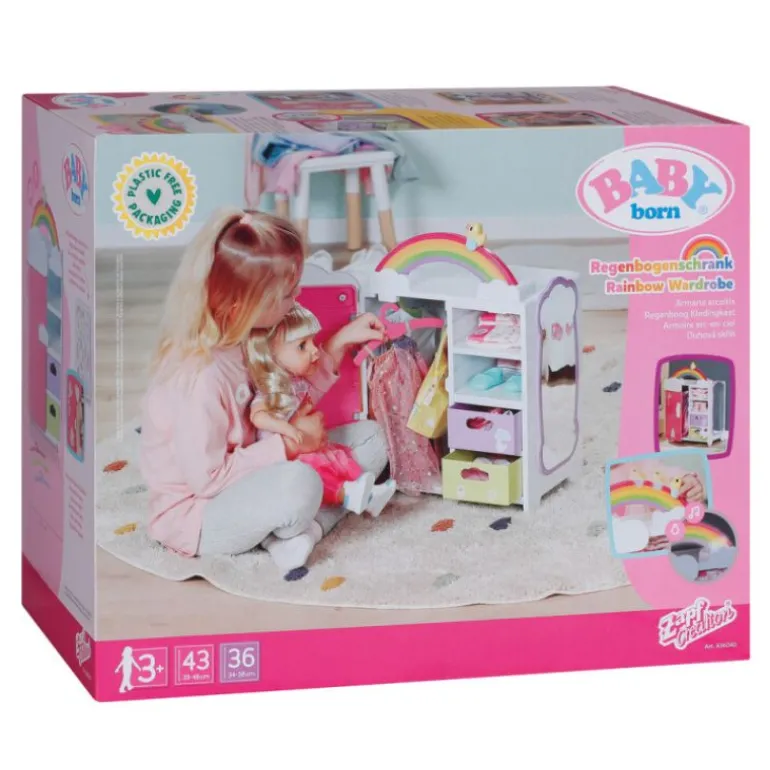 Baby Born Dukkeutstyr 33x22x39cm - Regnbue Klesskap