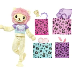 Barbie Cutie Reveal Cozy Tee Dukke m/ 10 overraskelser - Løve