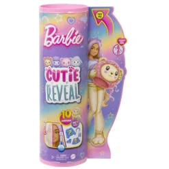 Barbie Cutie Reveal Cozy Tee Dukke m/ 10 overraskelser - Løve