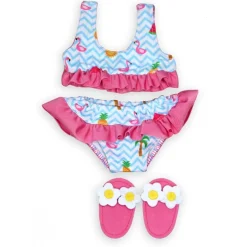 Heless Dukkeklær 35-45 cm - Bikini med badesko med Flamingomotiv