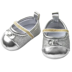 Heless Dukkesko 28-35cm - Sølv Ballerinasko m/ glitter