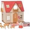 Sylvanian Families Starthus m/ figur og tilbehør - Red Roof Cosy Cottage