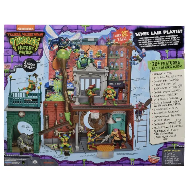 Turtles Mutant Mayhem Stort Lekesett m/ 20+ funksjoner - Sewer Lair Dlx